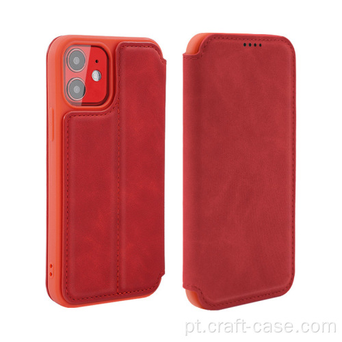 Capa flip vintage de couro para Galaxy S21